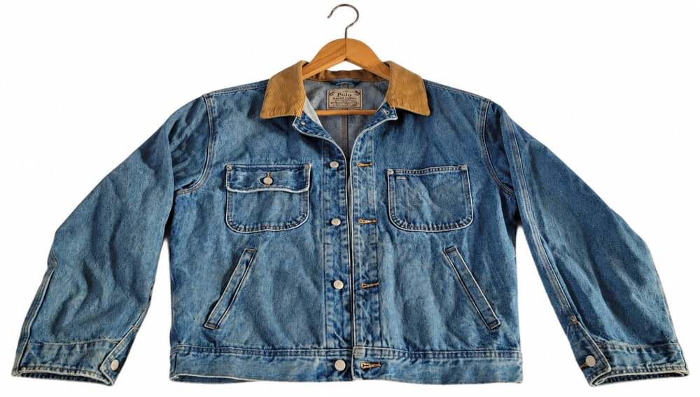 Polo Ralph Lauren Denim Jacket Corduroy Collar Vintage Workwear Men's M